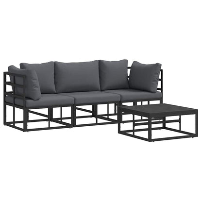 vidaXL Garden Sofa Set 4 pcs Black Metal 2