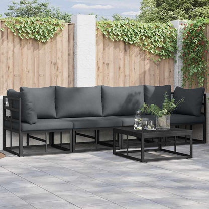 vidaXL Garden Sofa Set 4 pcs Black Metal 1