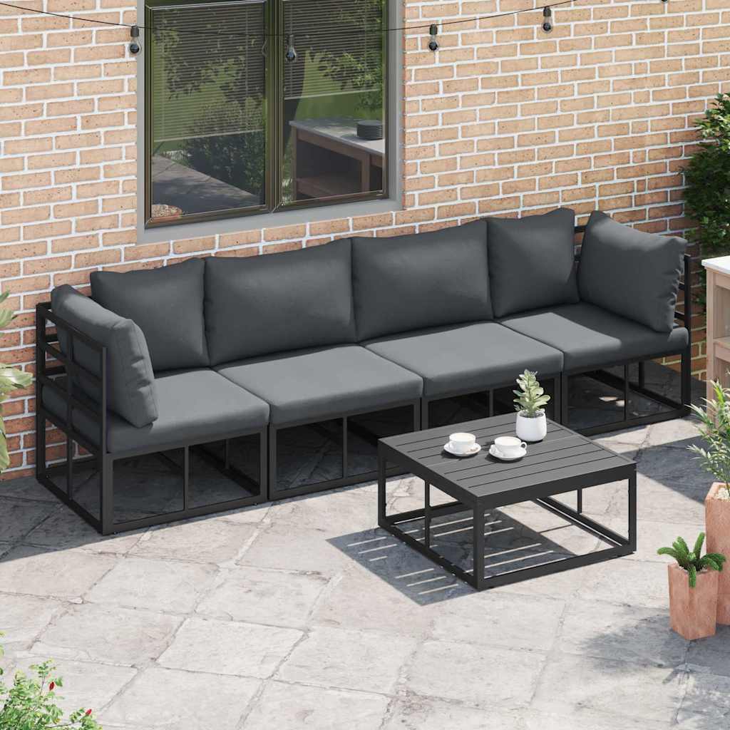vidaXL Garden Sofa Set 4 pcs Black Metal 3