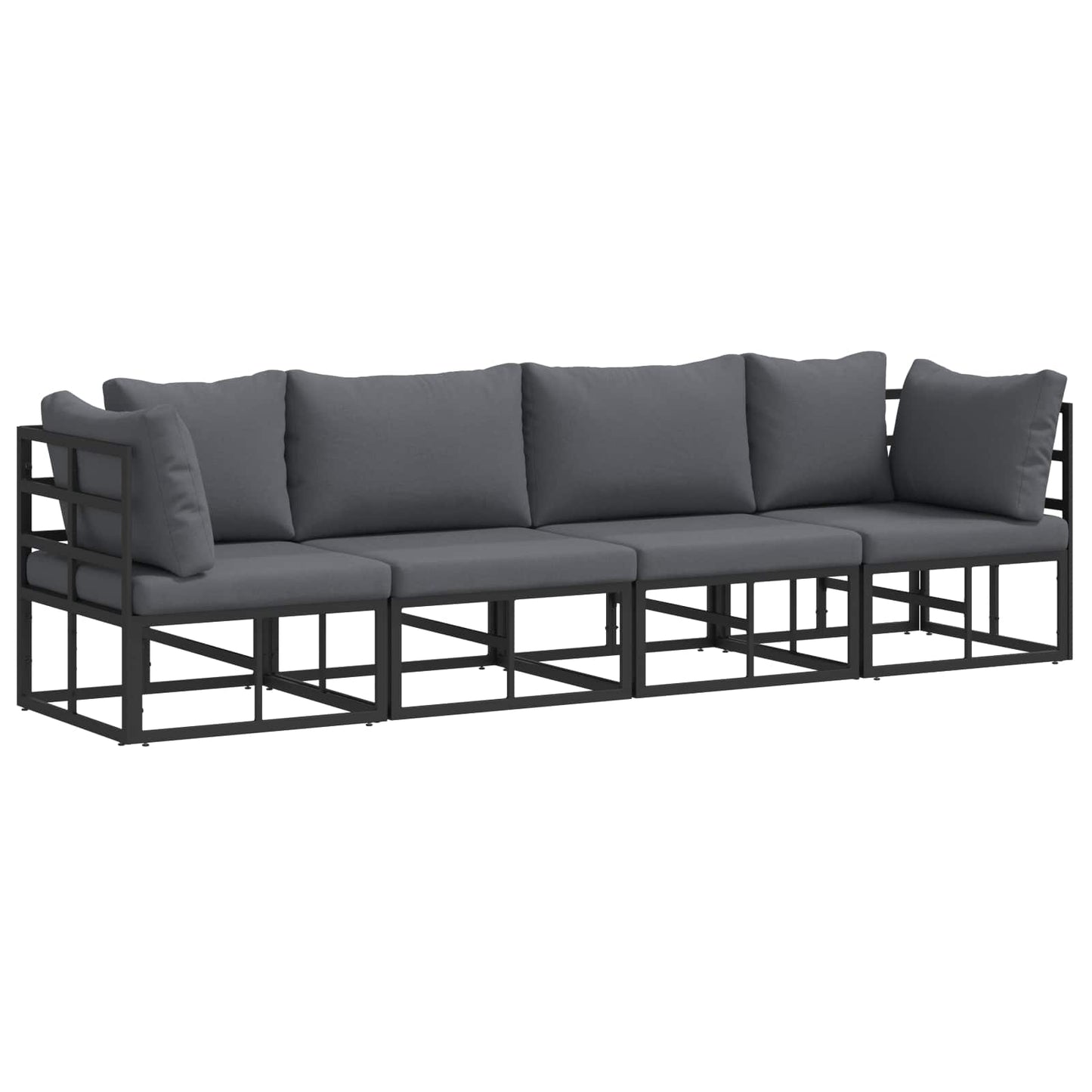 vidaXL Garden Sofa Set 4 pcs Black Metal 2