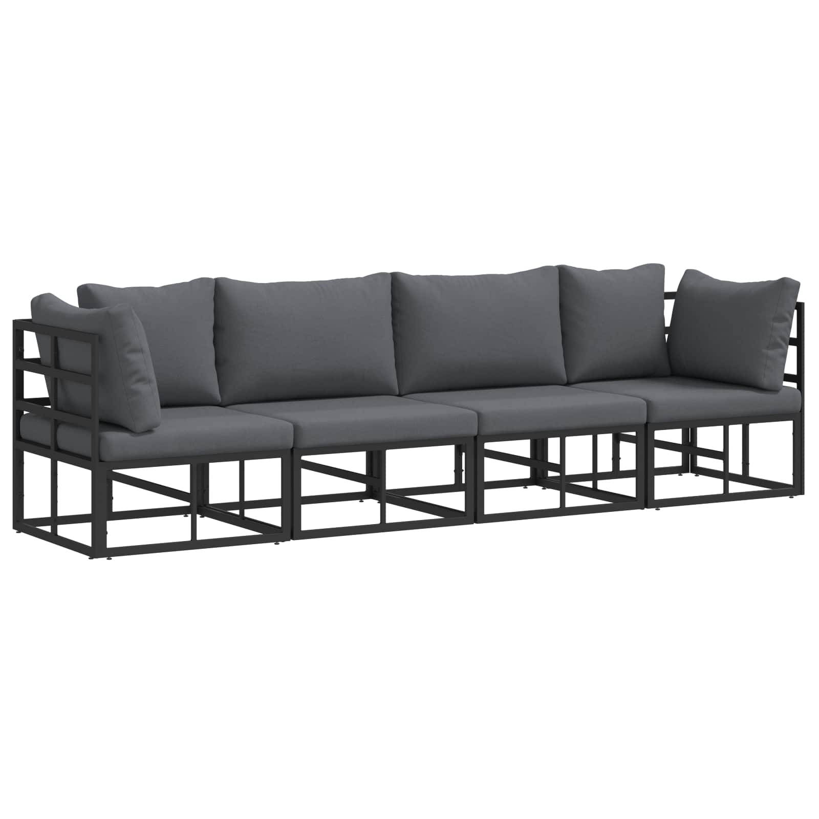 vidaXL Garden Sofa Set 4 pcs Black Metal 2