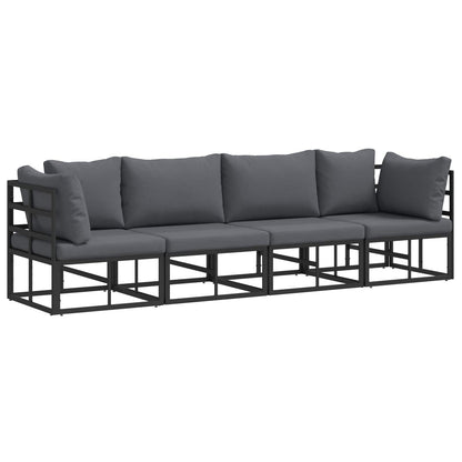 vidaXL Garden Sofa Set 4 pcs Black Metal 2