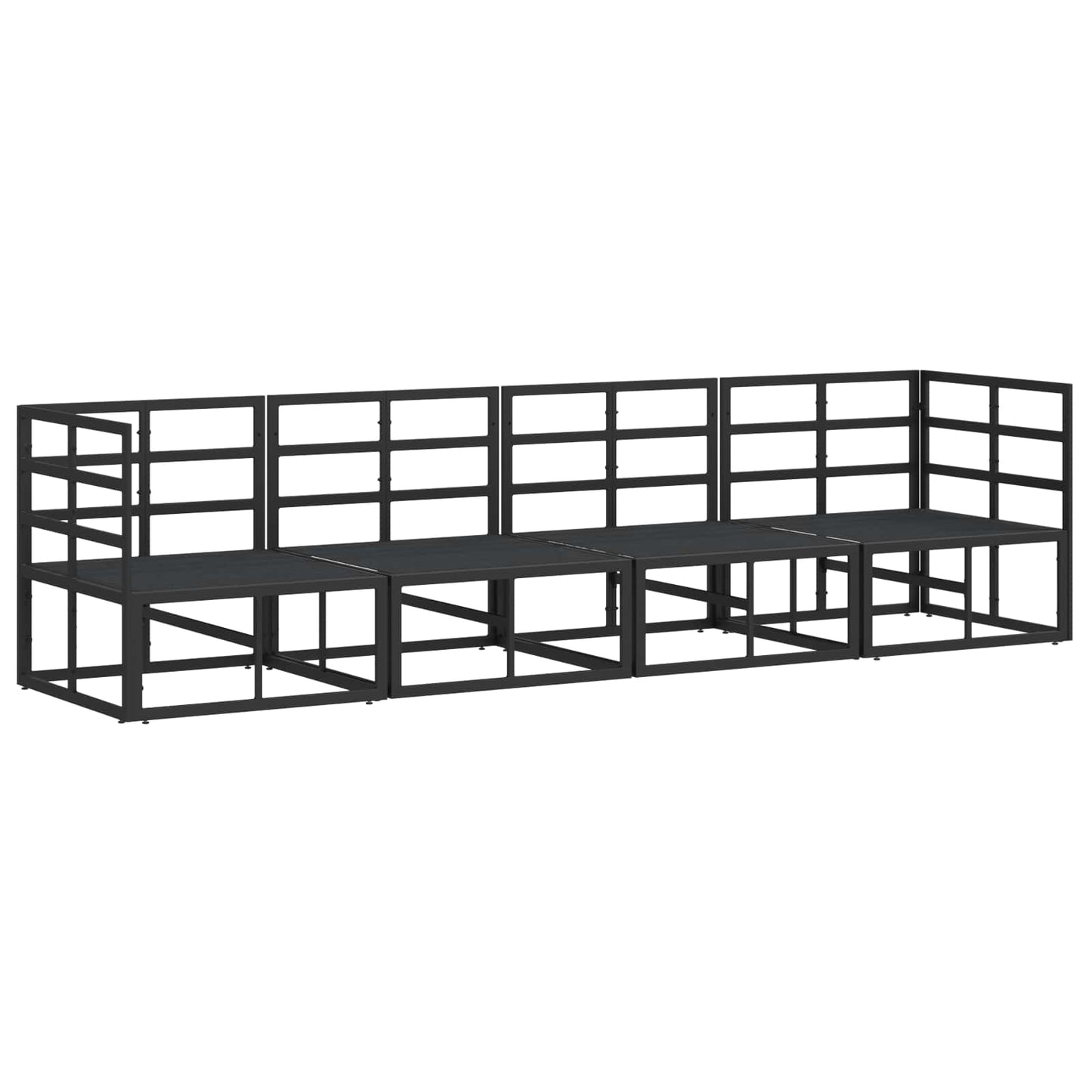 vidaXL Garden Sofa Set 4 pcs Black Metal 5