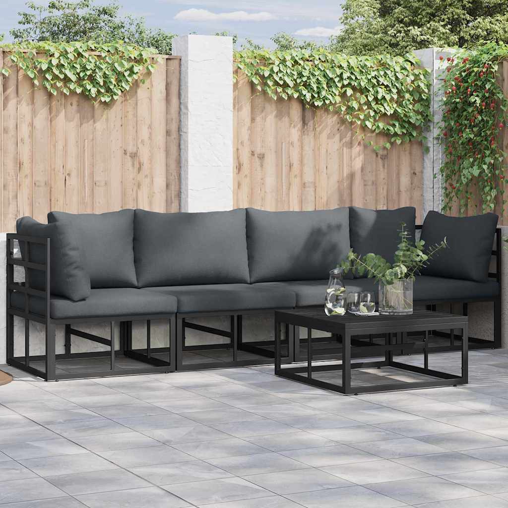 vidaXL Garden Sofa Set 5 pcs Black Metal 1