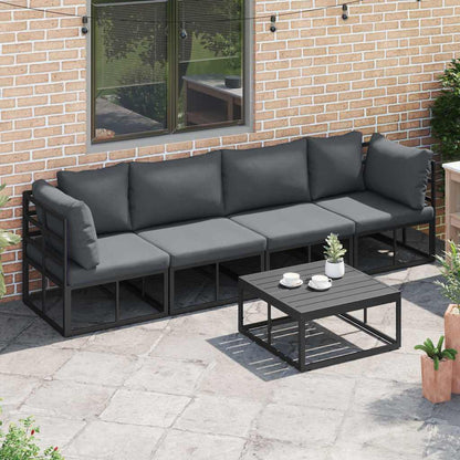 vidaXL Garden Sofa Set 5 pcs Black Metal 3