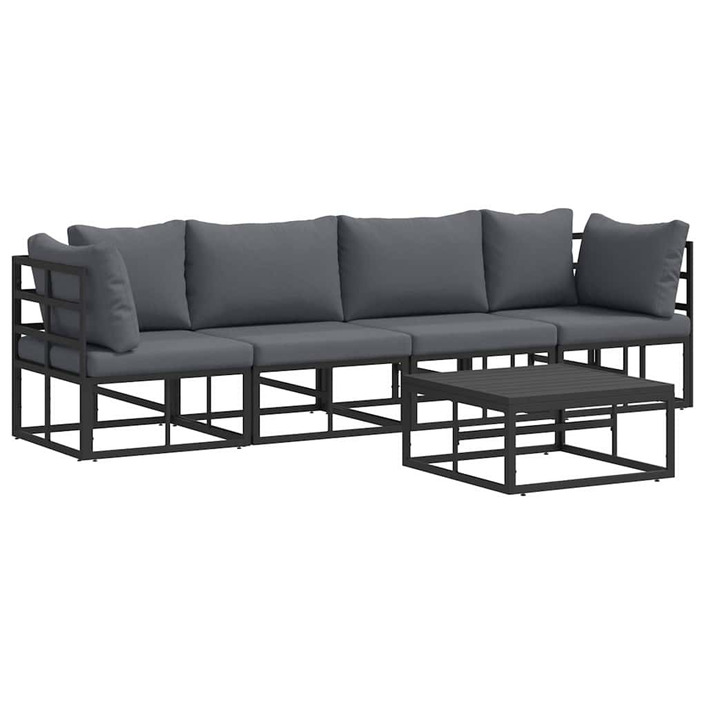 vidaXL Garden Sofa Set 5 pcs Black Metal 2