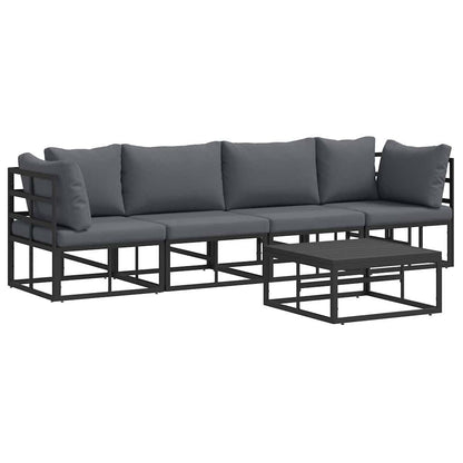 vidaXL Garden Sofa Set 5 pcs Black Metal 2