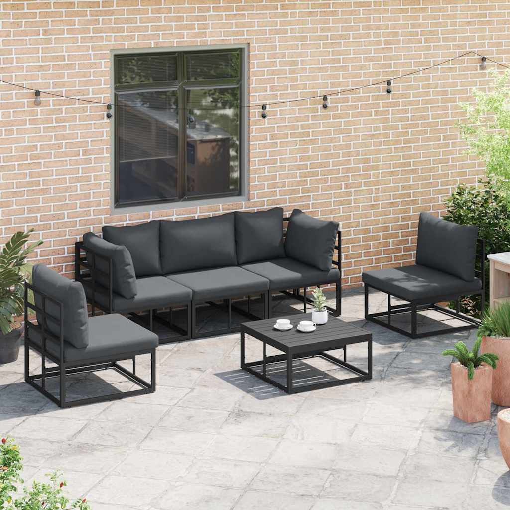 vidaXL Garden Sofa Set 5 pcs Black Aluminium 4