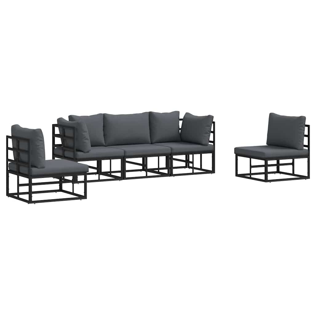 vidaXL Garden Sofa Set 5 pcs Black Aluminium 2