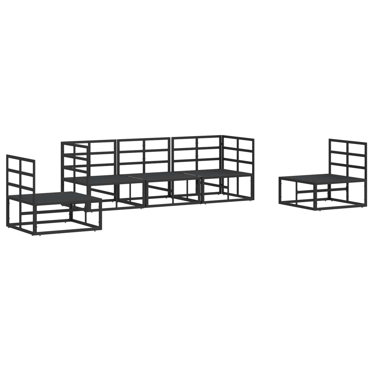 vidaXL Garden Sofa Set 5 pcs Black Aluminium 6