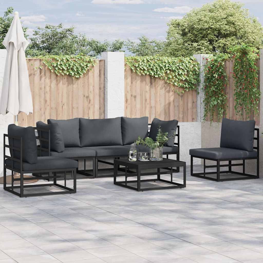 vidaXL Garden Sofa Set 6 pcs Black Aluminium 1