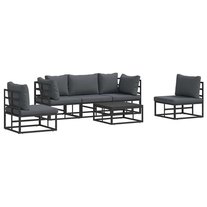 vidaXL Garden Sofa Set 6 pcs Black Aluminium 2