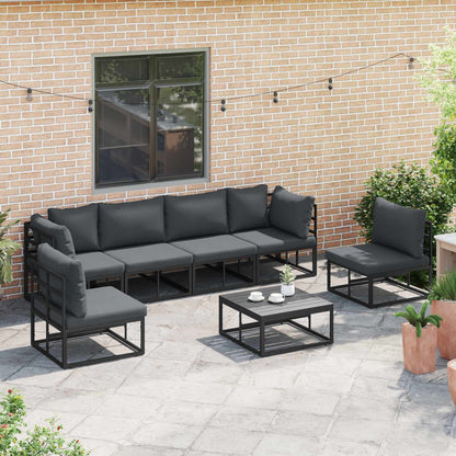 vidaXL Garden Sofa Set 6 pcs Black Aluminium 5
