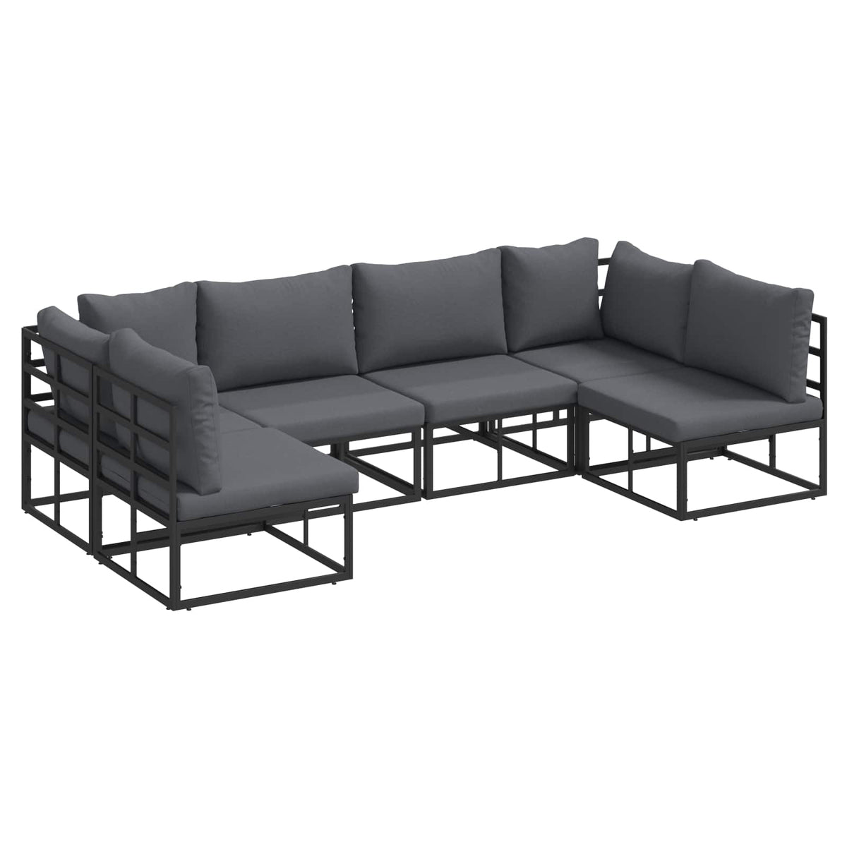 vidaXL Garden Sofa Set 6 pcs Black Aluminium 2