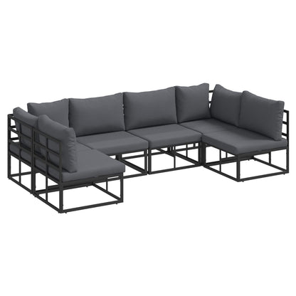vidaXL Garden Sofa Set 6 pcs Black Aluminium 2