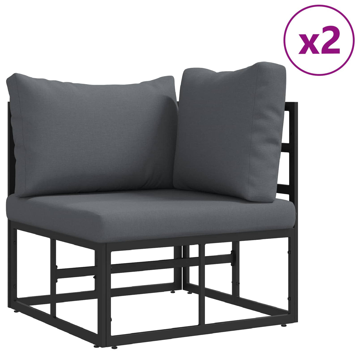 vidaXL Garden Sofa Set 6 pcs Black Aluminium 3