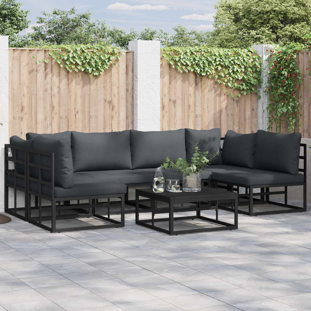 vidaXL Garden Sofa Set 7 pcs Black Aluminium