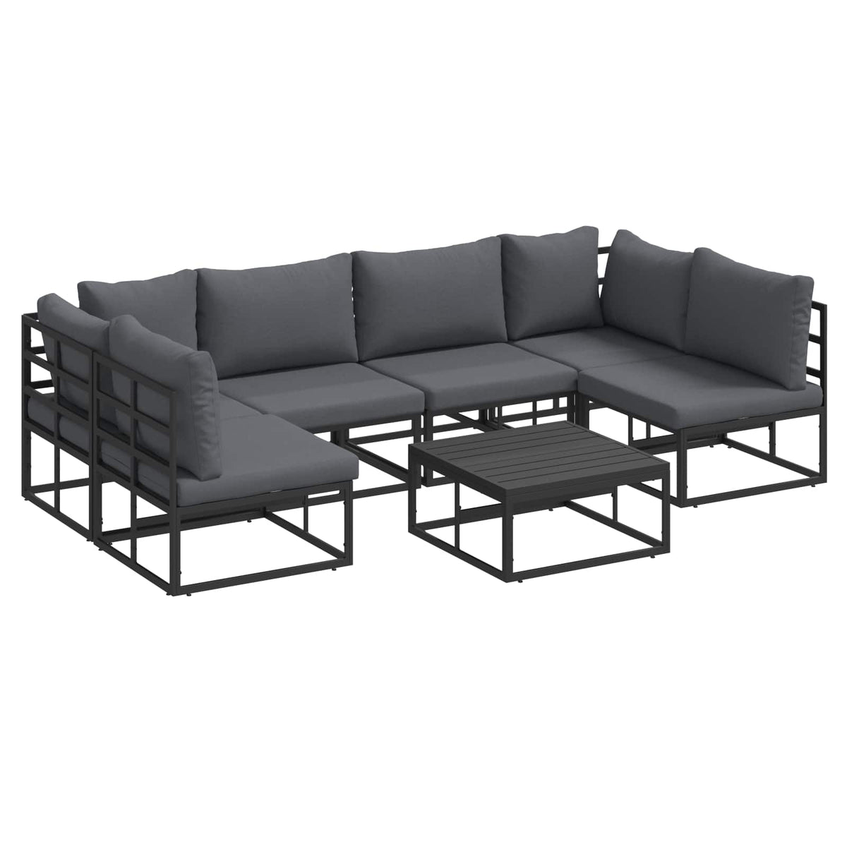 vidaXL Garden Sofa Set 7 pcs Black Aluminium 2