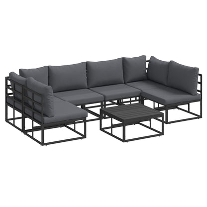 vidaXL Garden Sofa Set 7 pcs Black Aluminium 2