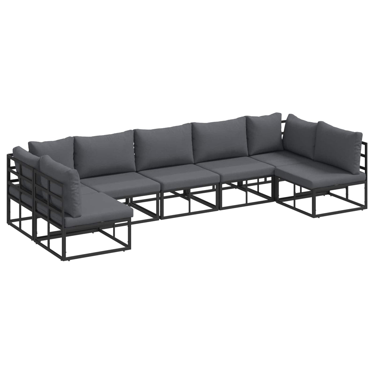 vidaXL Garden Sofa Set 7 pcs Black Aluminium 2