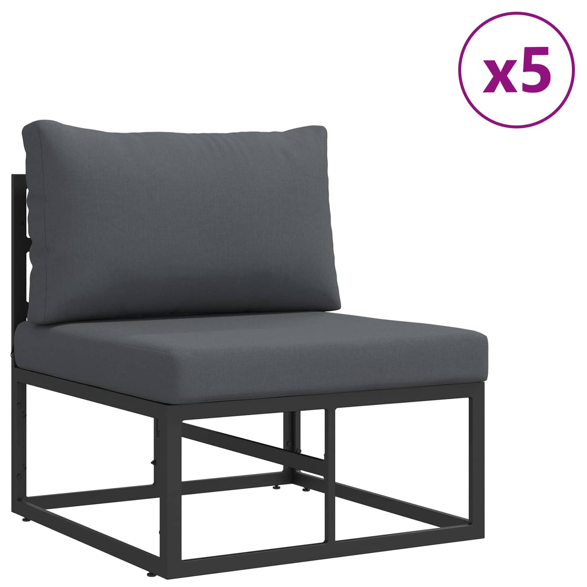 vidaXL Garden Sofa Set 7 pcs Black Aluminium 3