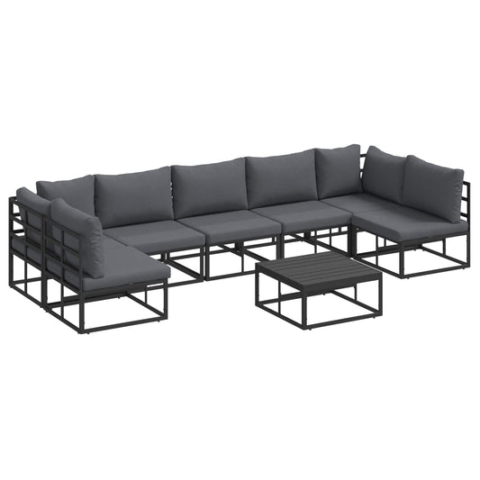 vidaXL Garden Sofa Set 8 pcs Black Aluminium 2