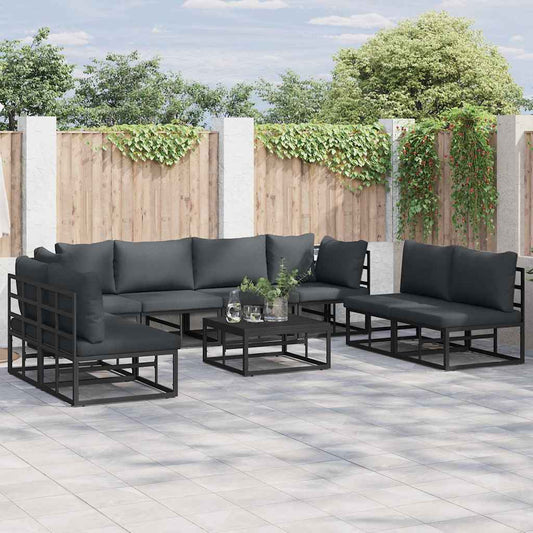 vidaXL Garden Sofa Set 8 pcs Black Aluminium 1