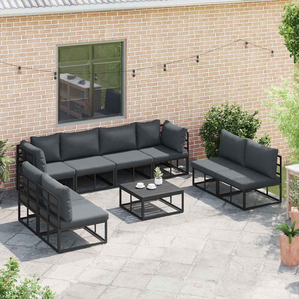 vidaXL Garden Sofa Set 8 pcs Black Aluminium 3