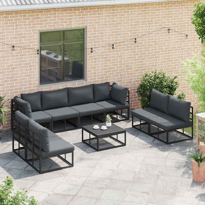 vidaXL Garden Sofa Set 9 pcs Black Aluminium 3