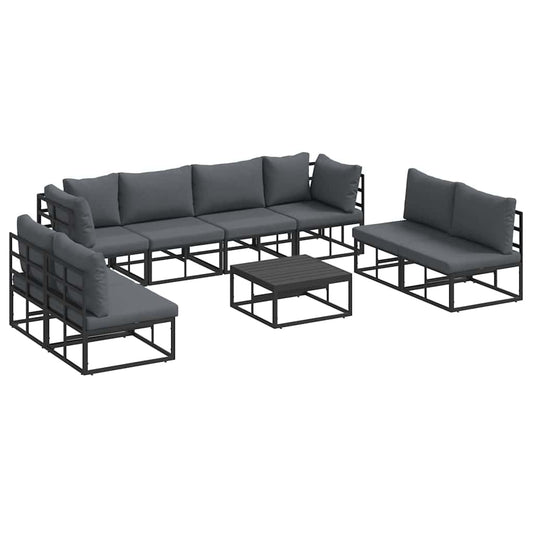 vidaXL Garden Sofa Set 9 pcs Black Aluminium 2