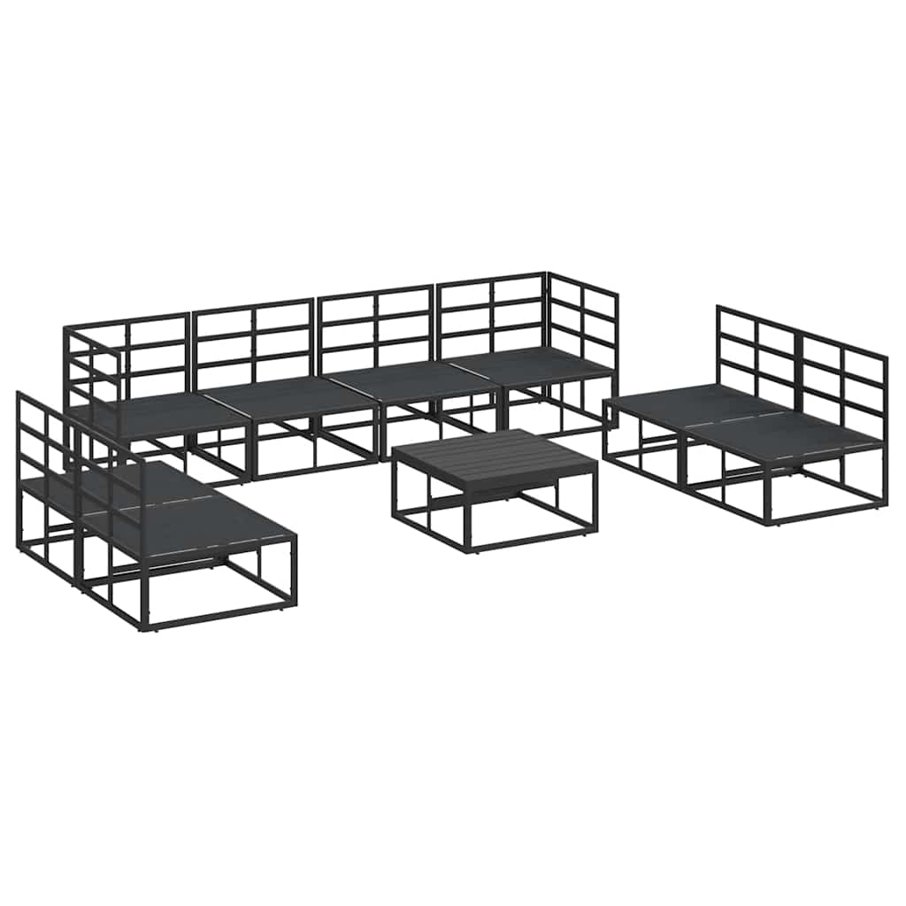 vidaXL Garden Sofa Set 9 pcs Black Aluminium 6