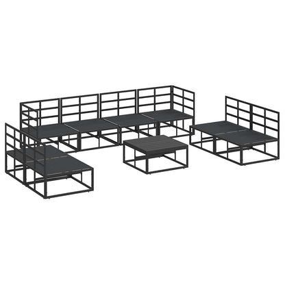 vidaXL Garden Sofa Set 9 pcs Black Aluminium 6