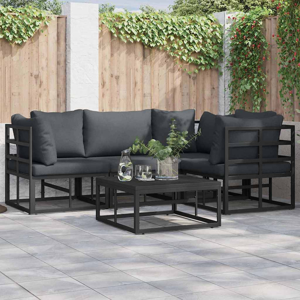 vidaXL Garden Sofa Set 4 pcs Black Aluminium