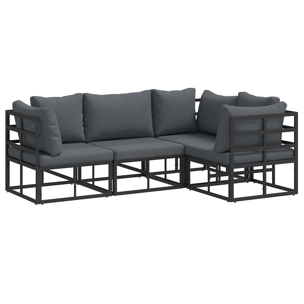 vidaXL Garden Sofa Set 4 pcs Black Aluminium 2