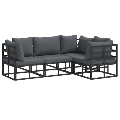 vidaXL Garden Sofa Set 4 pcs Black Aluminium 2