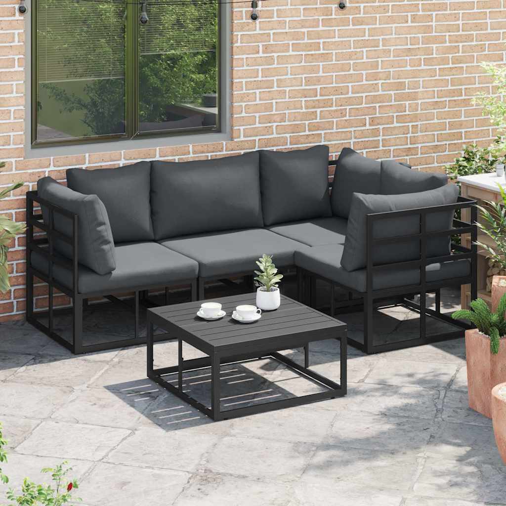 vidaXL Garden Sofa Set 5 pcs Black Aluminium 3