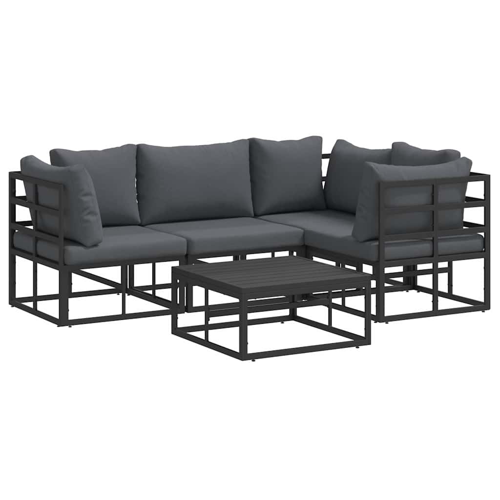 vidaXL Garden Sofa Set 5 pcs Black Aluminium 2