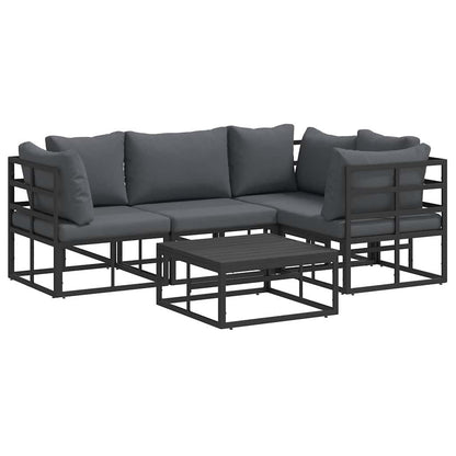 vidaXL Garden Sofa Set 5 pcs Black Aluminium 2