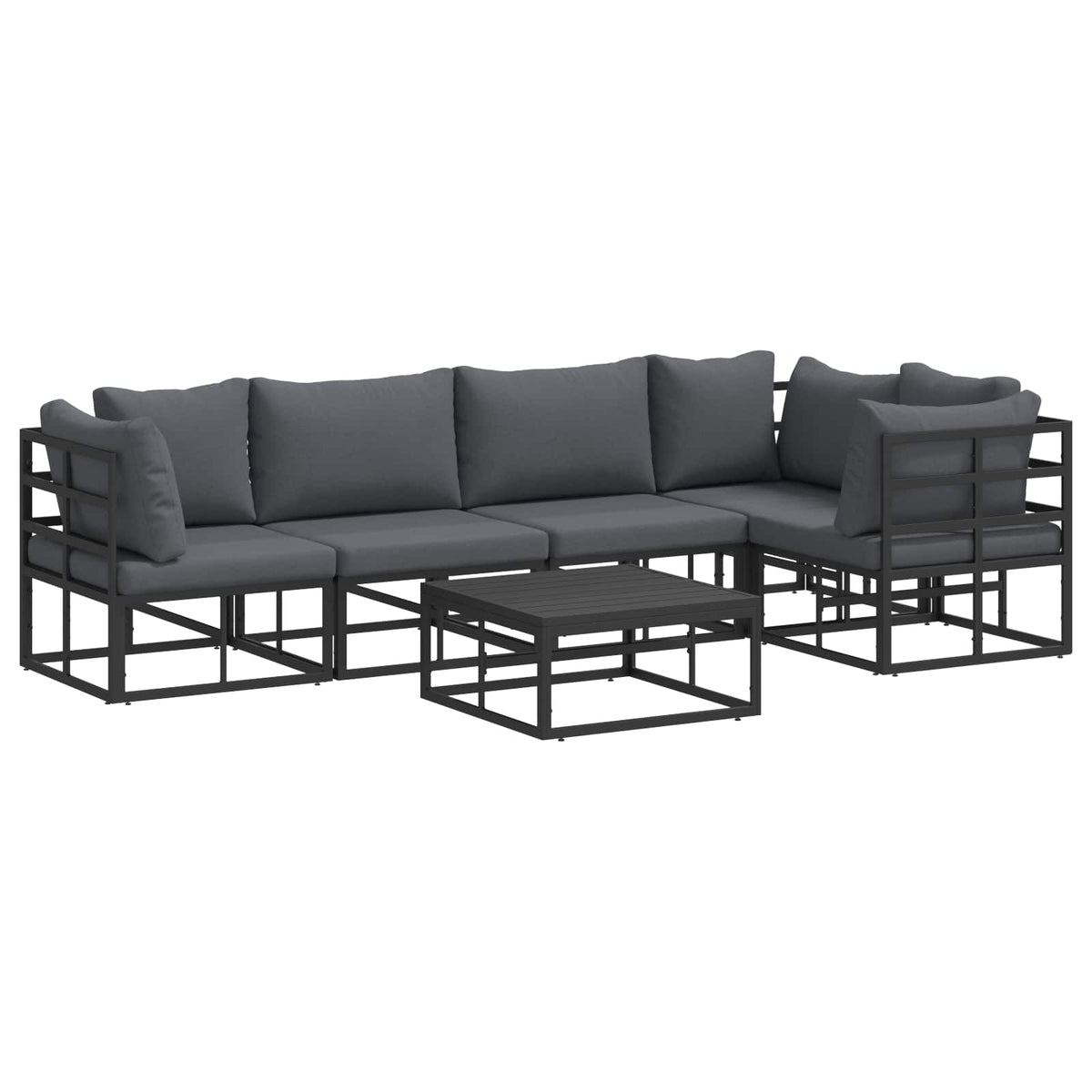 vidaXL Garden Sofa Set 6 pcs Black Aluminium 2
