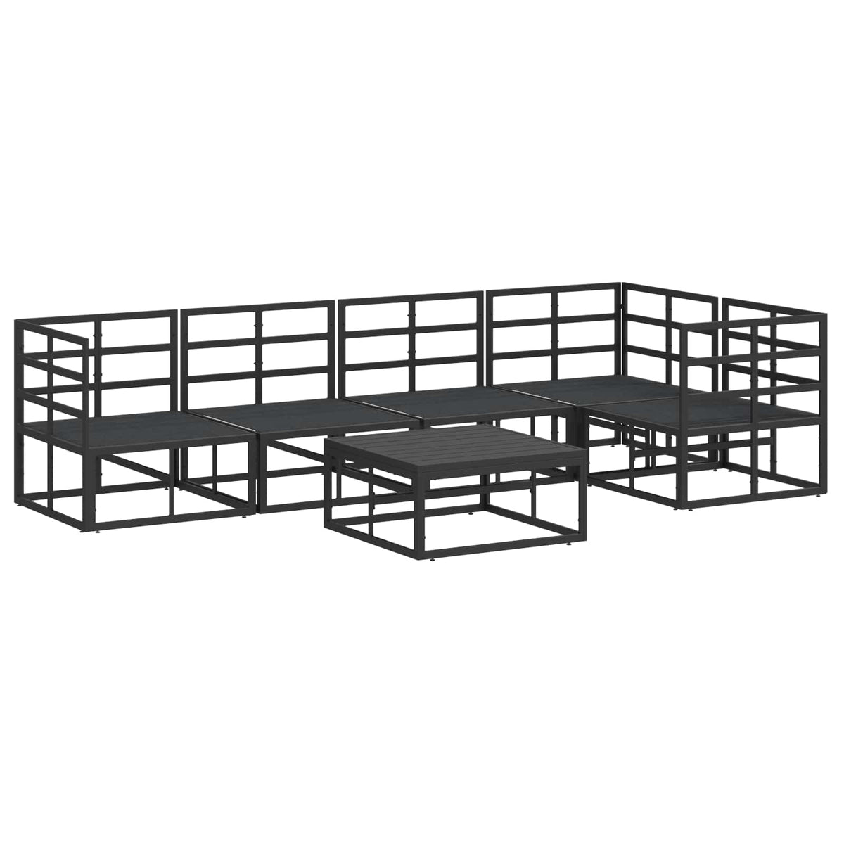 vidaXL Garden Sofa Set 6 pcs Black Aluminium 6