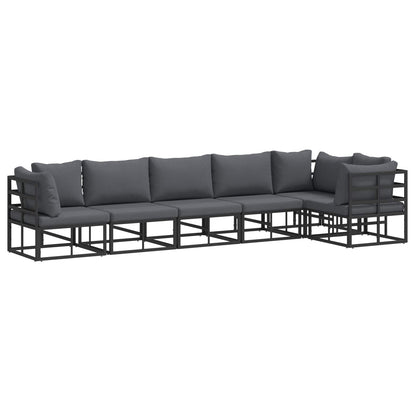 vidaXL Garden Sofa Set 6 pcs Black Aluminium 2