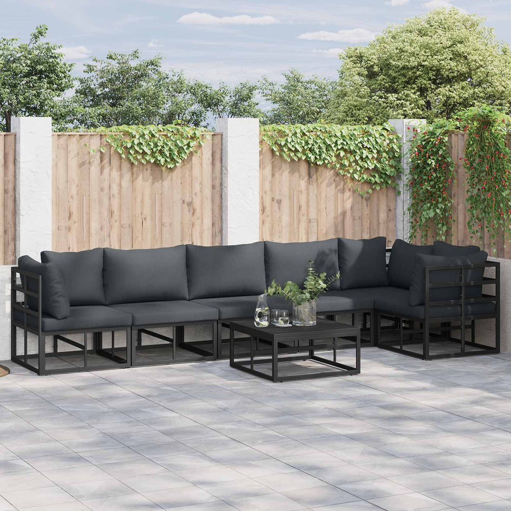 vidaXL Garden Sofa Set 7 pcs Black Aluminium