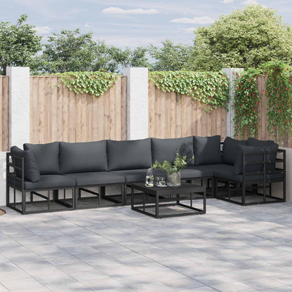vidaXL Garden Sofa Set 7 pcs Black Aluminium 1
