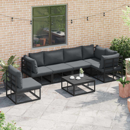 vidaXL Garden Sofa Set 7 pcs Black Aluminium 3