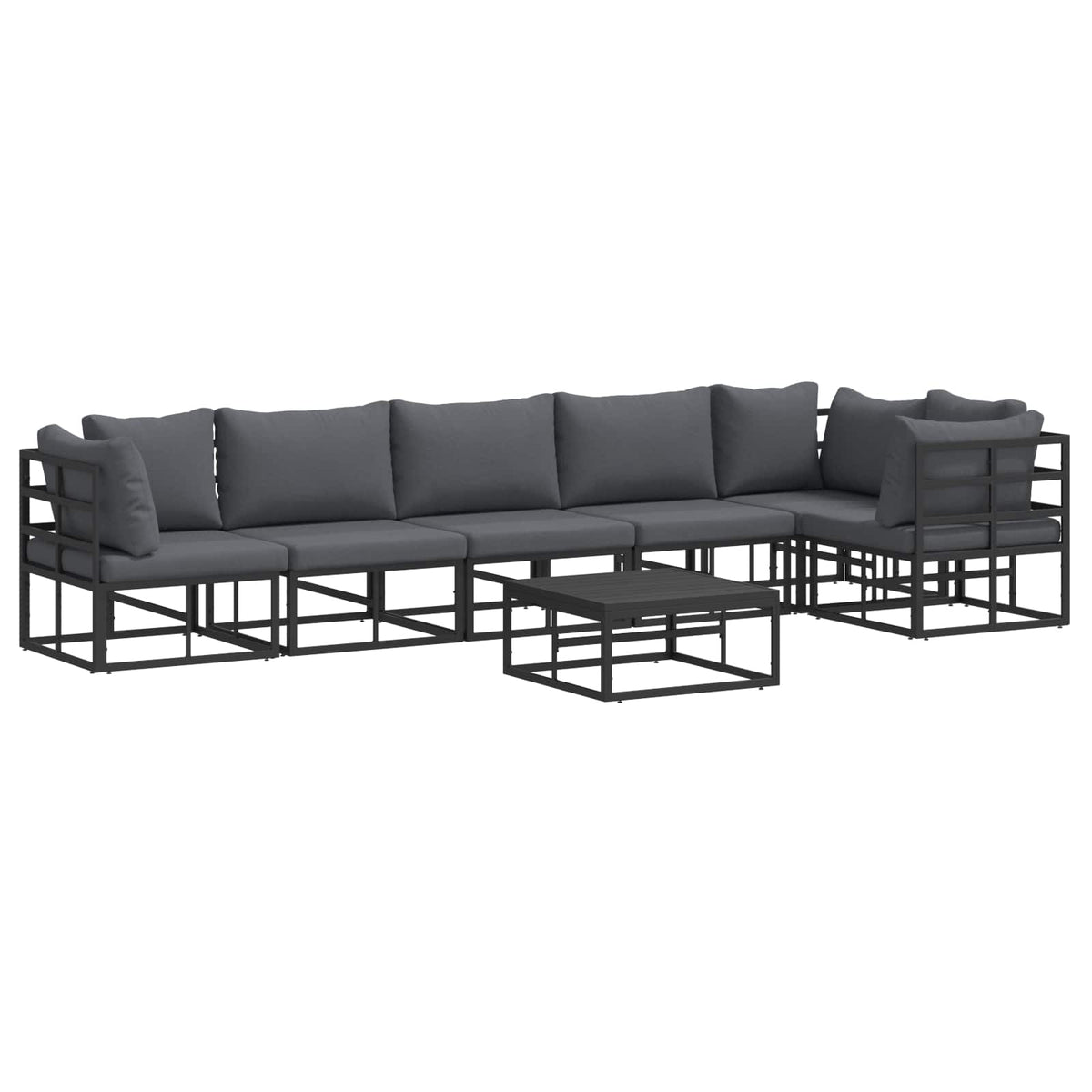 vidaXL Garden Sofa Set 7 pcs Black Aluminium 2