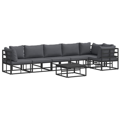 vidaXL Garden Sofa Set 7 pcs Black Aluminium 2