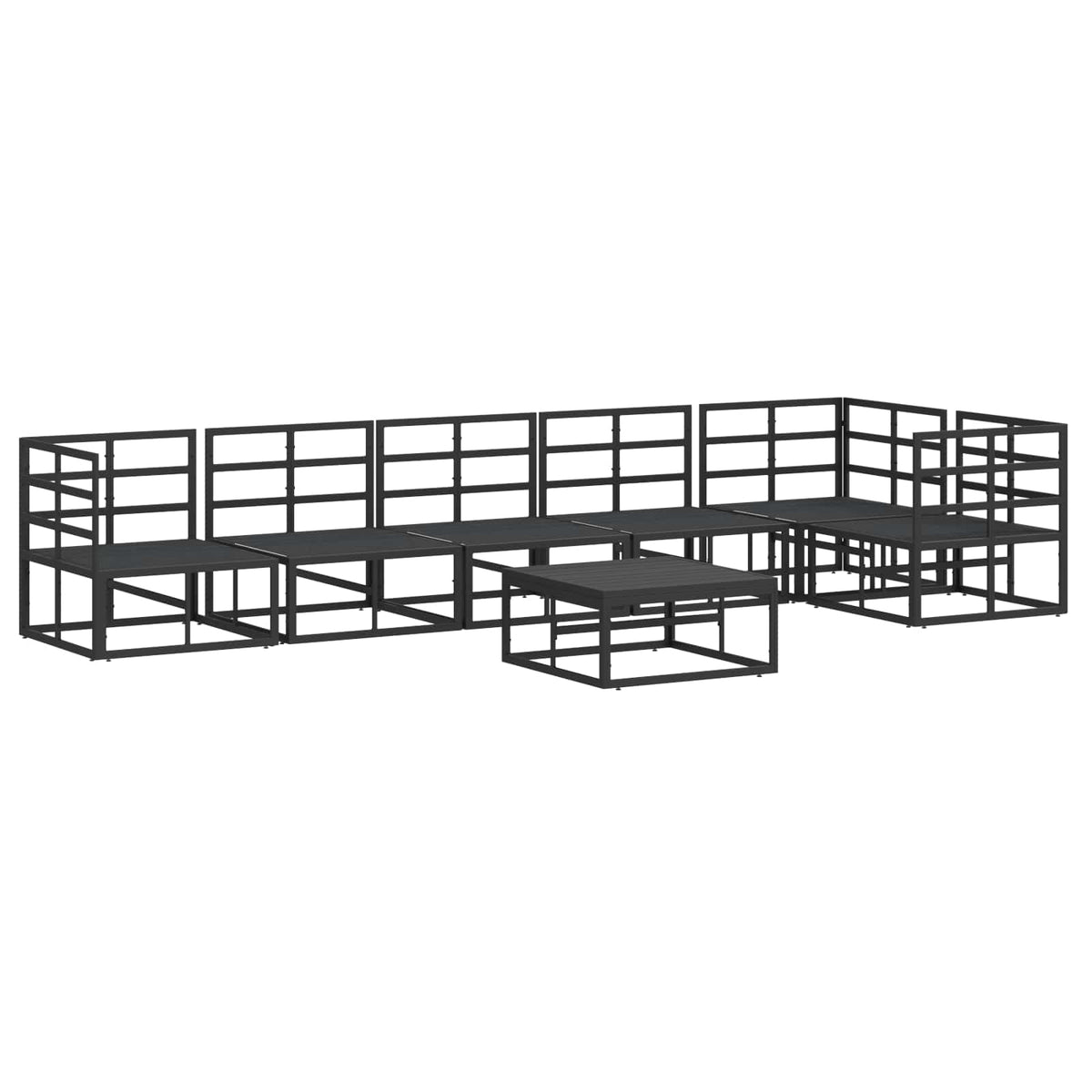 vidaXL Garden Sofa Set 7 pcs Black Aluminium 6