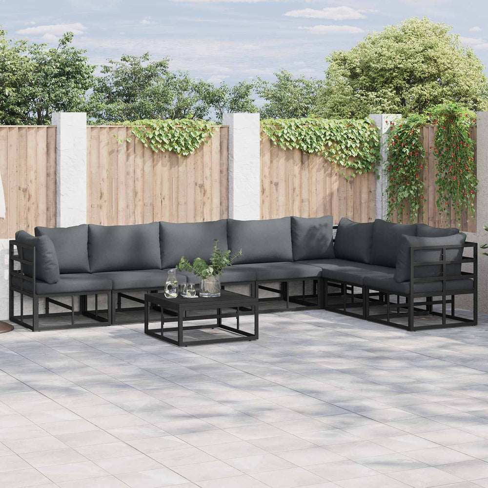vidaXL Garden Sofa Set 7 pcs Black Aluminium