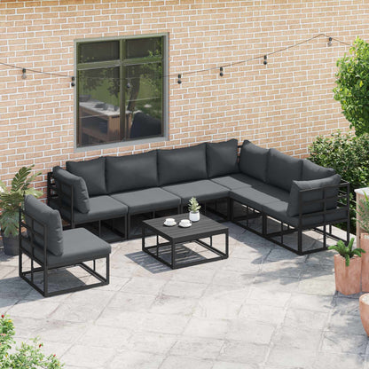 vidaXL Garden Sofa Set 7 pcs Black Aluminium 5
