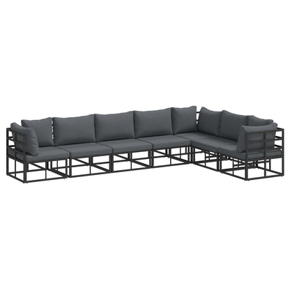 vidaXL Garden Sofa Set 7 pcs Black Aluminium 2